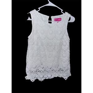 Lilly Pulitzer Top XS Sleeveless Resort Style White Floral Eyelet Overlay